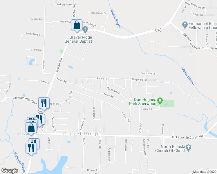 map of restaurants, bars, coffee shops, grocery stores, and more near 251 Kelso Road in Jacksonville