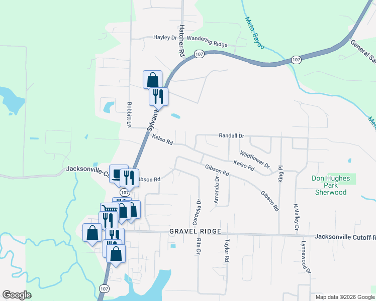 map of restaurants, bars, coffee shops, grocery stores, and more near 7328 Gibson Road in Jacksonville
