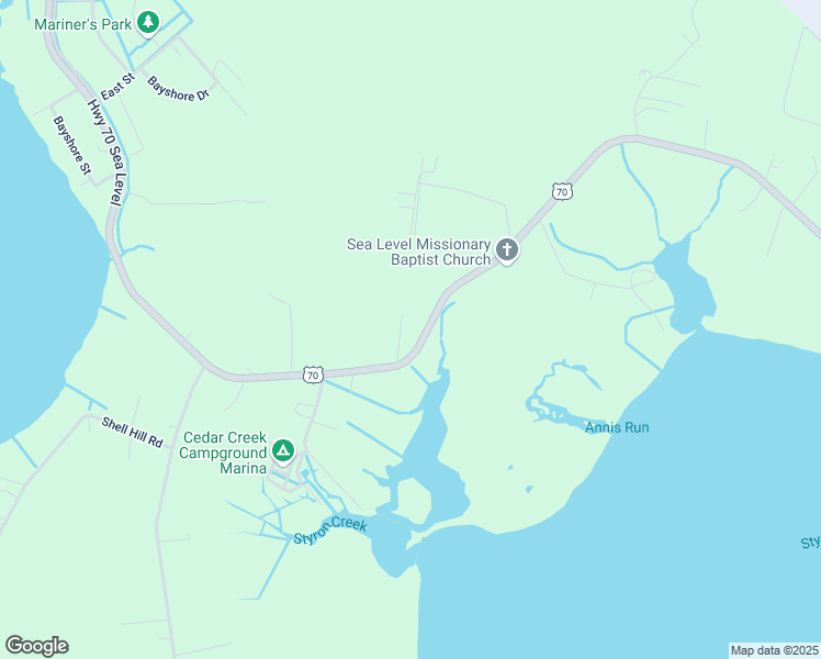 map of restaurants, bars, coffee shops, grocery stores, and more near 995 Highway 70 Sea Level in Sealevel