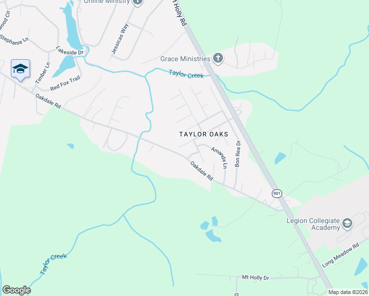map of restaurants, bars, coffee shops, grocery stores, and more near 1680 Oakview Way in Rock Hill