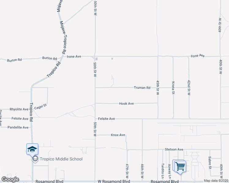 map of restaurants, bars, coffee shops, grocery stores, and more near 4851 Truman Road in Rosamond