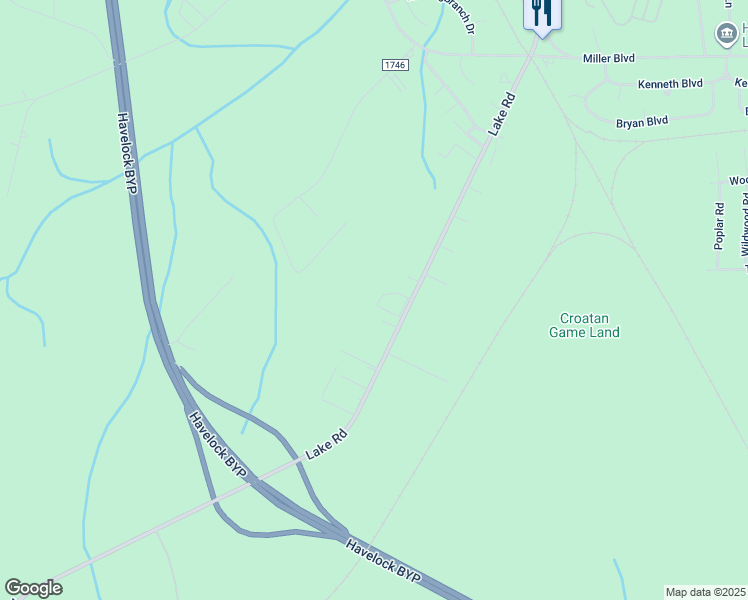 map of restaurants, bars, coffee shops, grocery stores, and more near 138 Heather Glenn Circle in Havelock