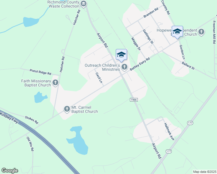 map of restaurants, bars, coffee shops, grocery stores, and more near 489 Battley Dairy Road in Rockingham