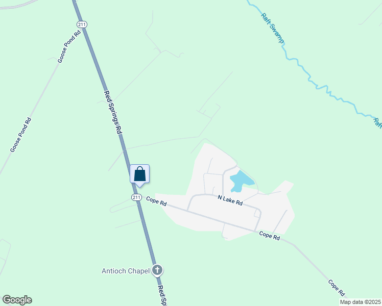 map of restaurants, bars, coffee shops, grocery stores, and more near 472 Wood Lane in Red Springs