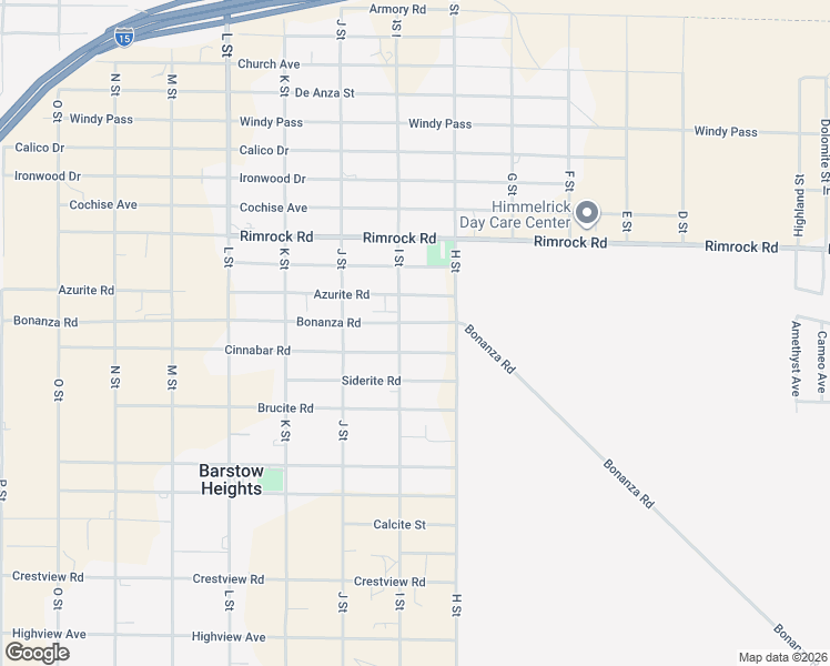 map of restaurants, bars, coffee shops, grocery stores, and more near 28038 Bonanza Road in Barstow
