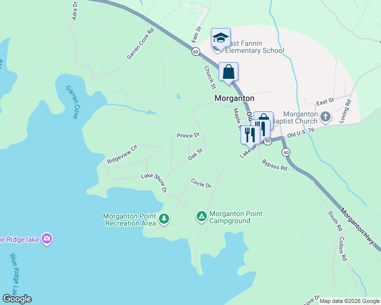 map of restaurants, bars, coffee shops, grocery stores, and more near 35 Ridge Street in Morganton