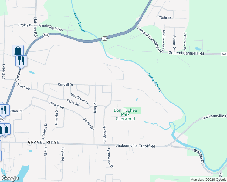 map of restaurants, bars, coffee shops, grocery stores, and more near 64 North Valley Drive in Jacksonville
