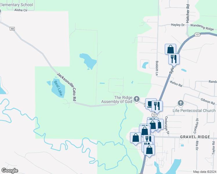map of restaurants, bars, coffee shops, grocery stores, and more near 18 Creekridge Circle in Sherwood