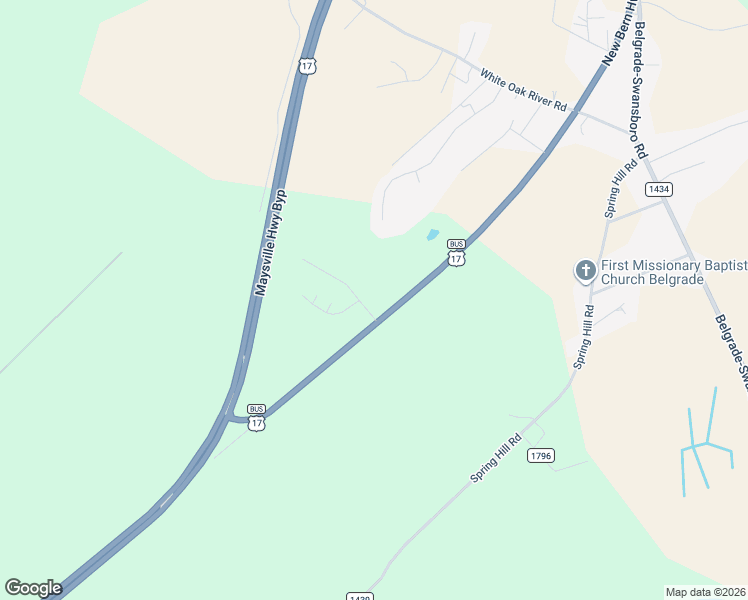 map of restaurants, bars, coffee shops, grocery stores, and more near 7069 New Bern Highway in Maysville