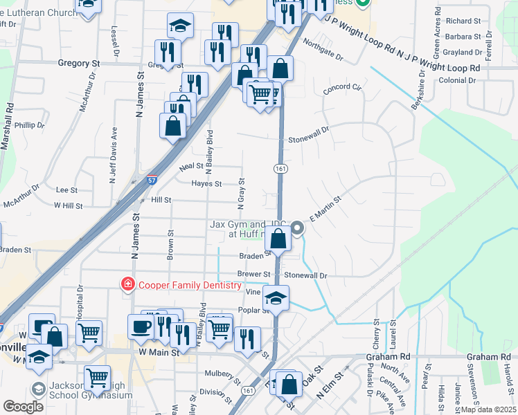 map of restaurants, bars, coffee shops, grocery stores, and more near 901 North 1st Street in Jacksonville