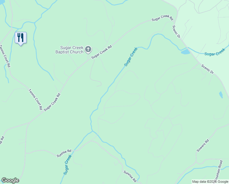 map of restaurants, bars, coffee shops, grocery stores, and more near 348 Sunrise Court in Blue Ridge