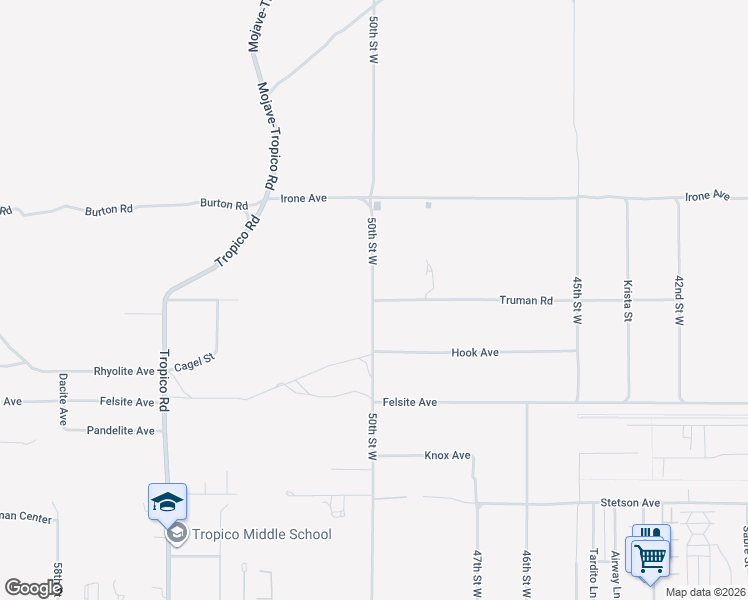 map of restaurants, bars, coffee shops, grocery stores, and more near 3089 Truman Road in Rosamond