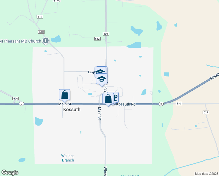 map of restaurants, bars, coffee shops, grocery stores, and more near 14 County Road 604 in Corinth