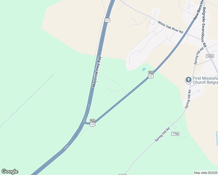 map of restaurants, bars, coffee shops, grocery stores, and more near 135 Running Root Lane in Maysville