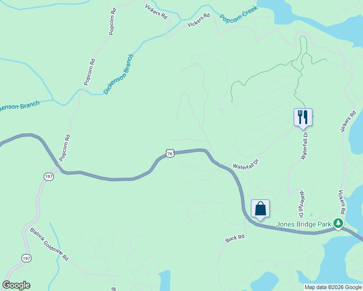 map of restaurants, bars, coffee shops, grocery stores, and more near 101-199 Lake View Lane in Clayton