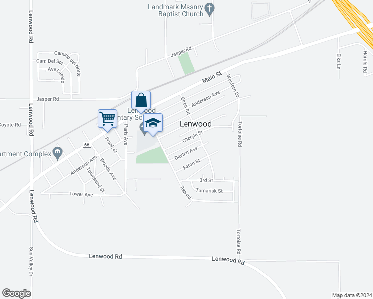 map of restaurants, bars, coffee shops, grocery stores, and more near 25498 Dayton Avenue in Barstow
