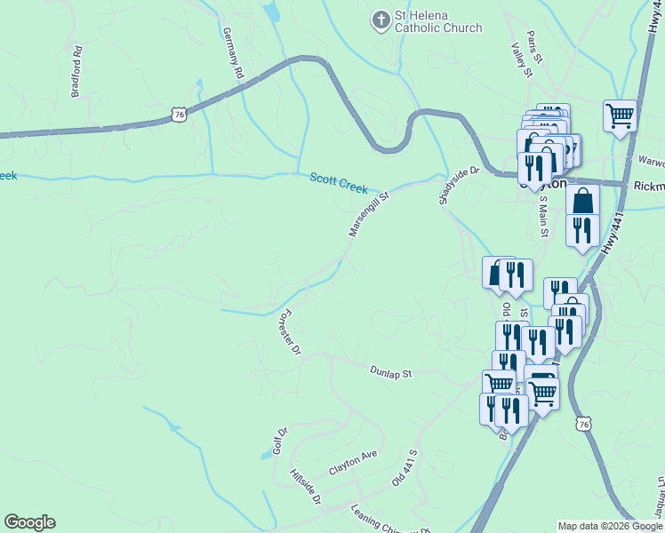 map of restaurants, bars, coffee shops, grocery stores, and more near 6 Tyler Lane in Clayton