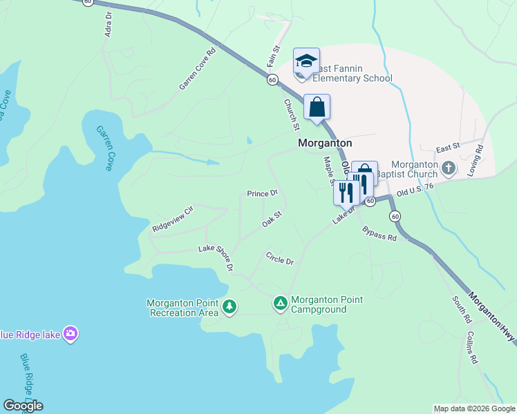 map of restaurants, bars, coffee shops, grocery stores, and more near 35 Ridge Street in Morganton
