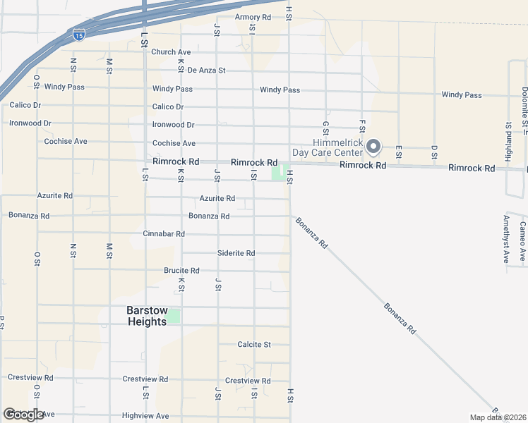 map of restaurants, bars, coffee shops, grocery stores, and more near 28038 Bonanza Road in Barstow