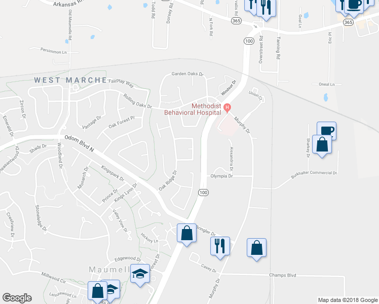 map of restaurants, bars, coffee shops, grocery stores, and more near 11 Willow Oak Loop in Maumelle