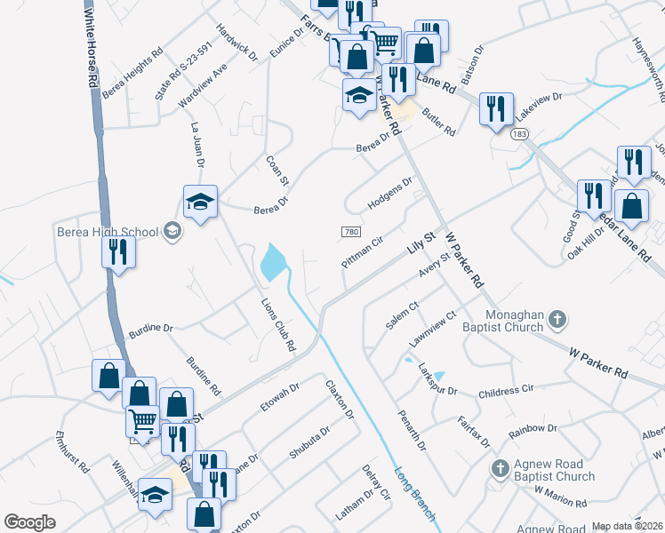 map of restaurants, bars, coffee shops, grocery stores, and more near 38 Pittman Circle in Greenville