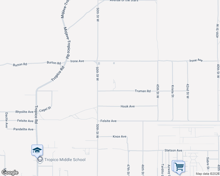 map of restaurants, bars, coffee shops, grocery stores, and more near 4938 Truman Road in Rosamond
