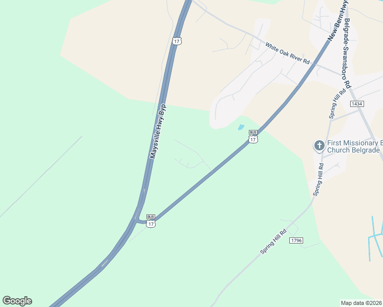 map of restaurants, bars, coffee shops, grocery stores, and more near 129 Running Root Lane in Maysville