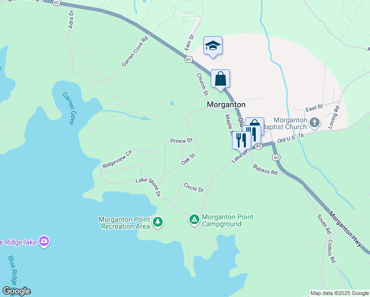 map of restaurants, bars, coffee shops, grocery stores, and more near 35 Ridge Street in Morganton