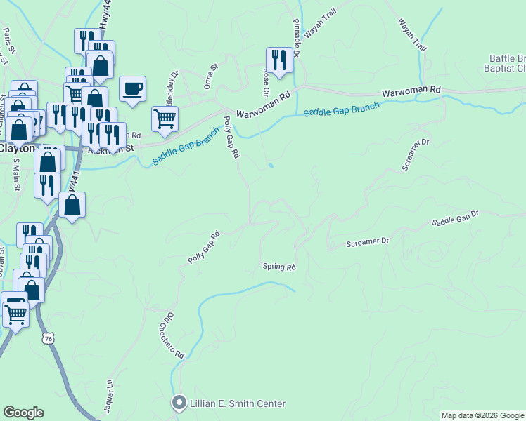 map of restaurants, bars, coffee shops, grocery stores, and more near 4 Curt Dotson Drive in Clayton