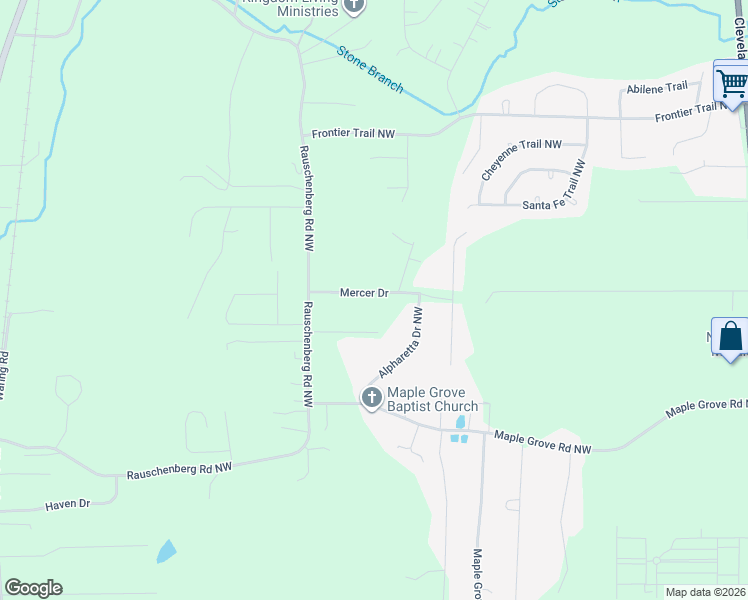 map of restaurants, bars, coffee shops, grocery stores, and more near 324 Mercer Drive in Dalton