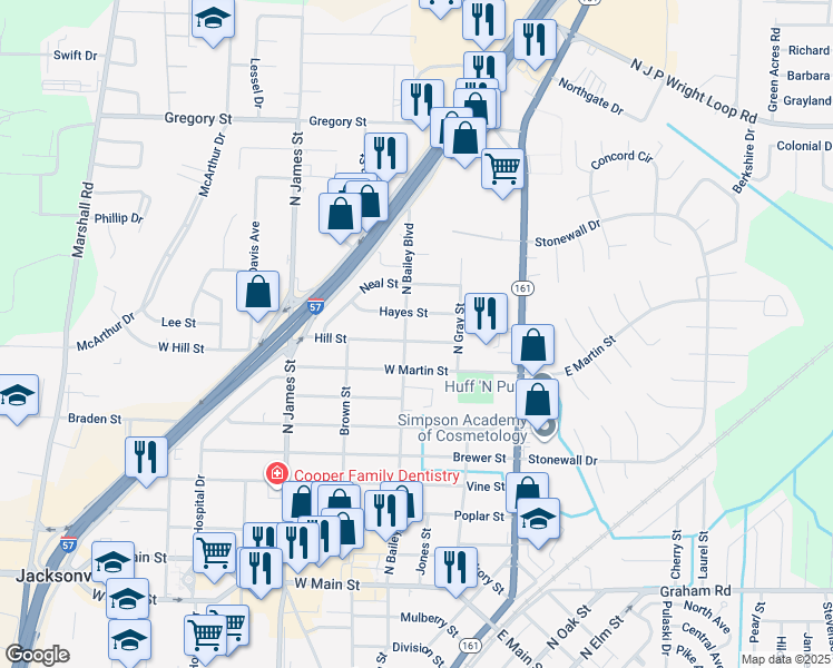 map of restaurants, bars, coffee shops, grocery stores, and more near 408 Hill Street in Jacksonville
