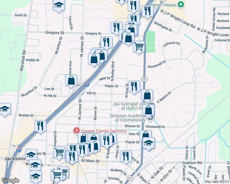 map of restaurants, bars, coffee shops, grocery stores, and more near 408 Hill Street in Jacksonville