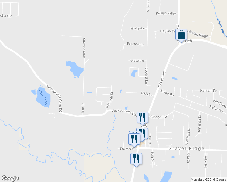 map of restaurants, bars, coffee shops, grocery stores, and more near 18 Creekdale Drive in Sherwood