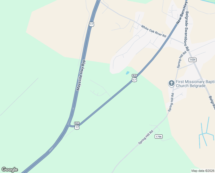 map of restaurants, bars, coffee shops, grocery stores, and more near 7069 New Bern Hwy in Maysville