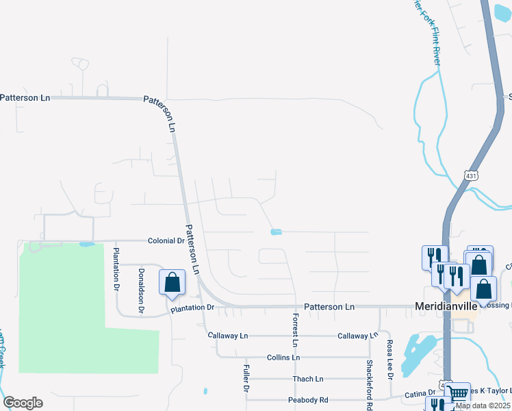 map of restaurants, bars, coffee shops, grocery stores, and more near 282 Holt Street in Meridianville