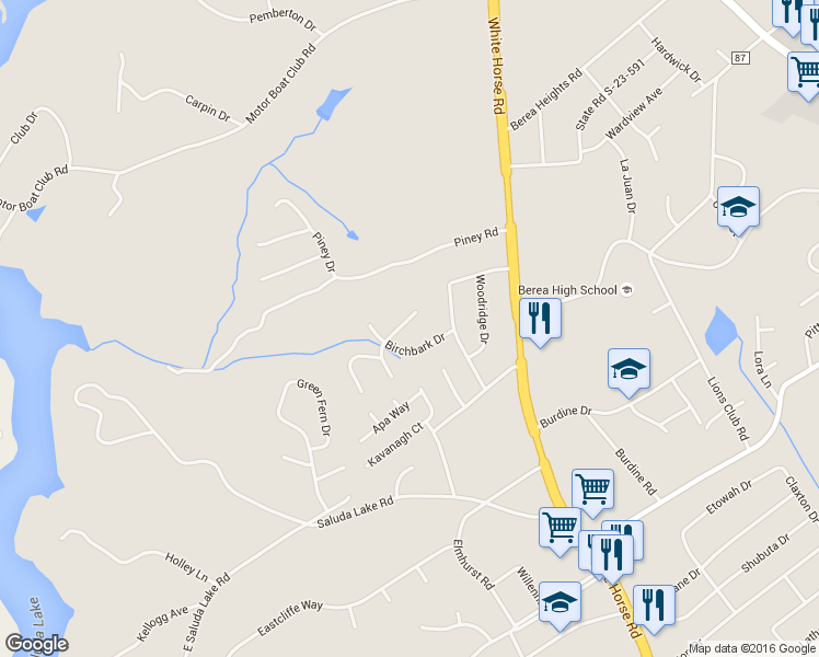 map of restaurants, bars, coffee shops, grocery stores, and more near 8 Notchwood Court in Greenville