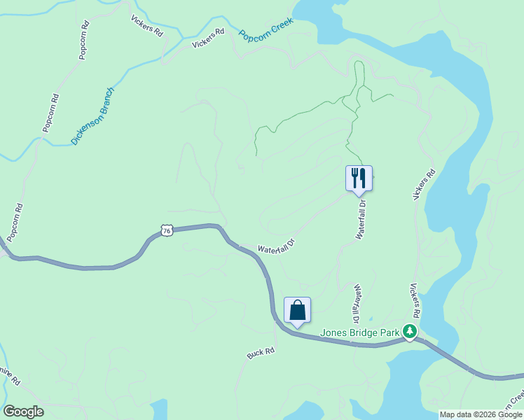 map of restaurants, bars, coffee shops, grocery stores, and more near Winterberry Trail in Clayton
