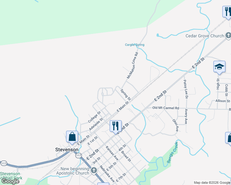 map of restaurants, bars, coffee shops, grocery stores, and more near 112 Linwood Street in Stevenson
