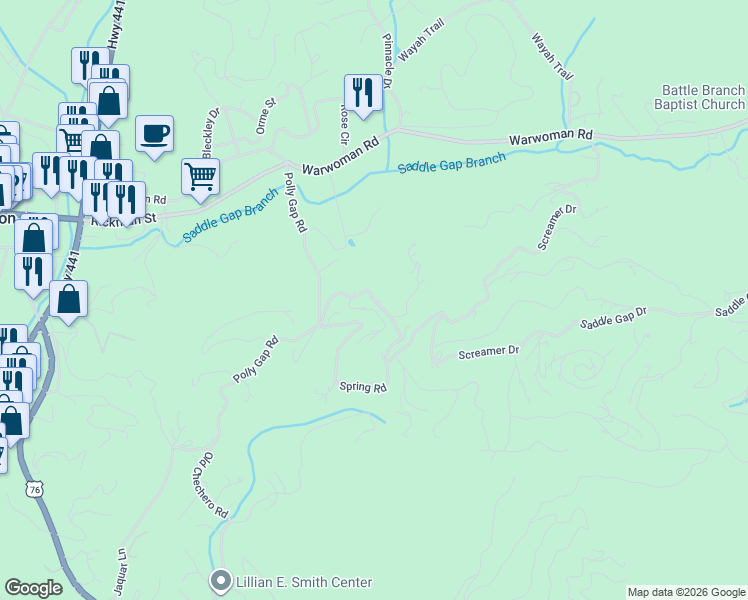 map of restaurants, bars, coffee shops, grocery stores, and more near Curt Dotson Drive in Clayton