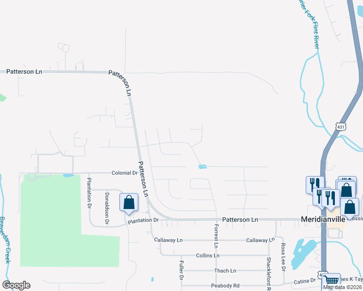 map of restaurants, bars, coffee shops, grocery stores, and more near 282 Holt Street in Meridianville