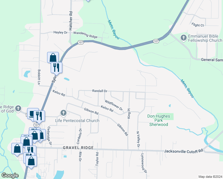 map of restaurants, bars, coffee shops, grocery stores, and more near 285 Randall Drive in Jacksonville
