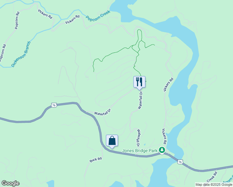 map of restaurants, bars, coffee shops, grocery stores, and more near Grey Fox Trail in Rabun County