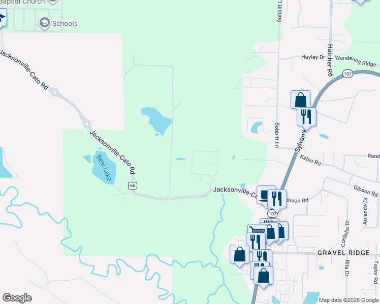 map of restaurants, bars, coffee shops, grocery stores, and more near 24 Creekridge Circle in North Little Rock