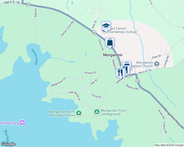 map of restaurants, bars, coffee shops, grocery stores, and more near 35 Ridge Street in Morganton