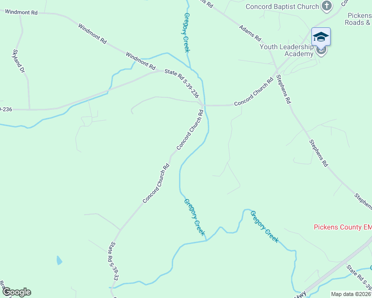 map of restaurants, bars, coffee shops, grocery stores, and more near 107 Concord Church Road in Pickens