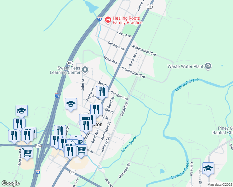 map of restaurants, bars, coffee shops, grocery stores, and more near 400 Bond Street in Trenton