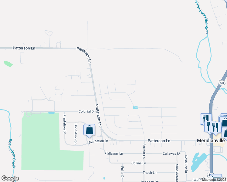 map of restaurants, bars, coffee shops, grocery stores, and more near 282 Holt Street in Meridianville