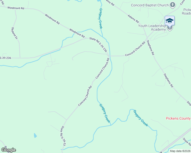 map of restaurants, bars, coffee shops, grocery stores, and more near 107 Concord Church Road in Pickens