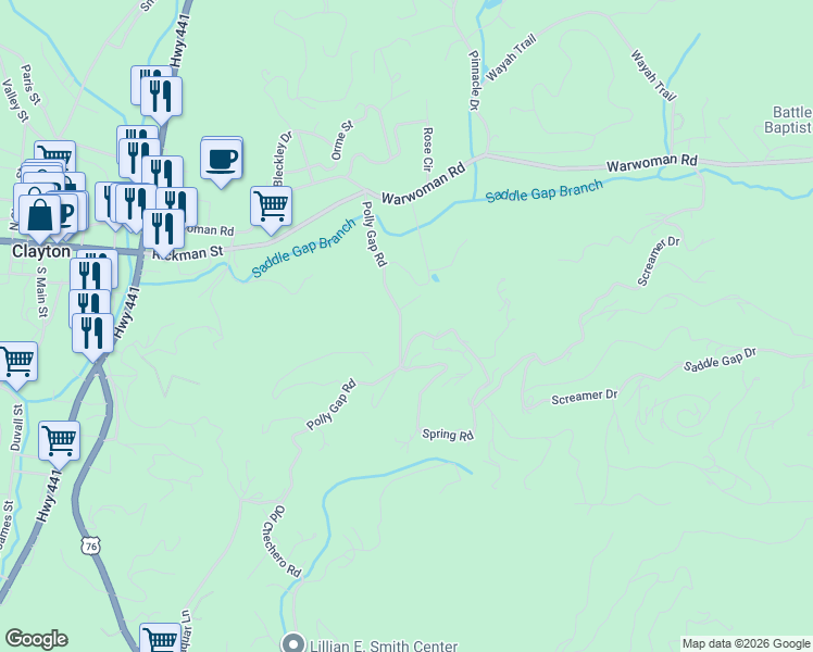 map of restaurants, bars, coffee shops, grocery stores, and more near 4 Curt Dotson Drive in Clayton