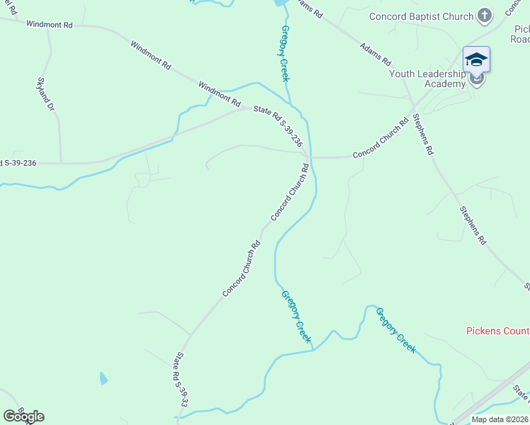 map of restaurants, bars, coffee shops, grocery stores, and more near 107 Concord Church Road in Pickens